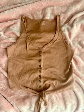 American Eagle Outfitters Rust Tie-Front Button Tank